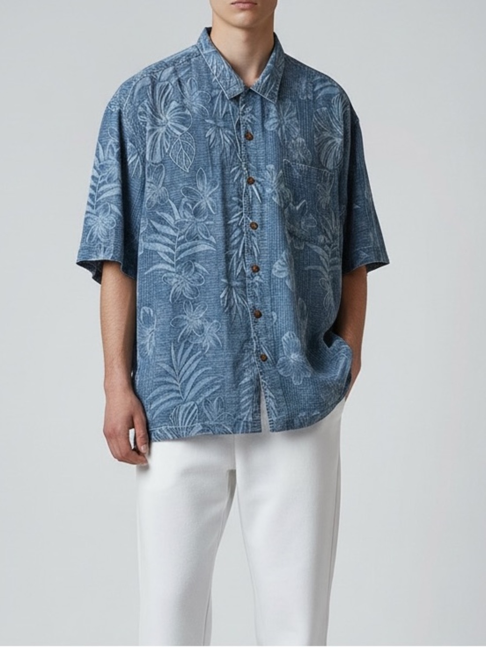 Jamaica Jaxx size XL Extra Large 100% silk tropical Hawaiian shirt Loop Collar